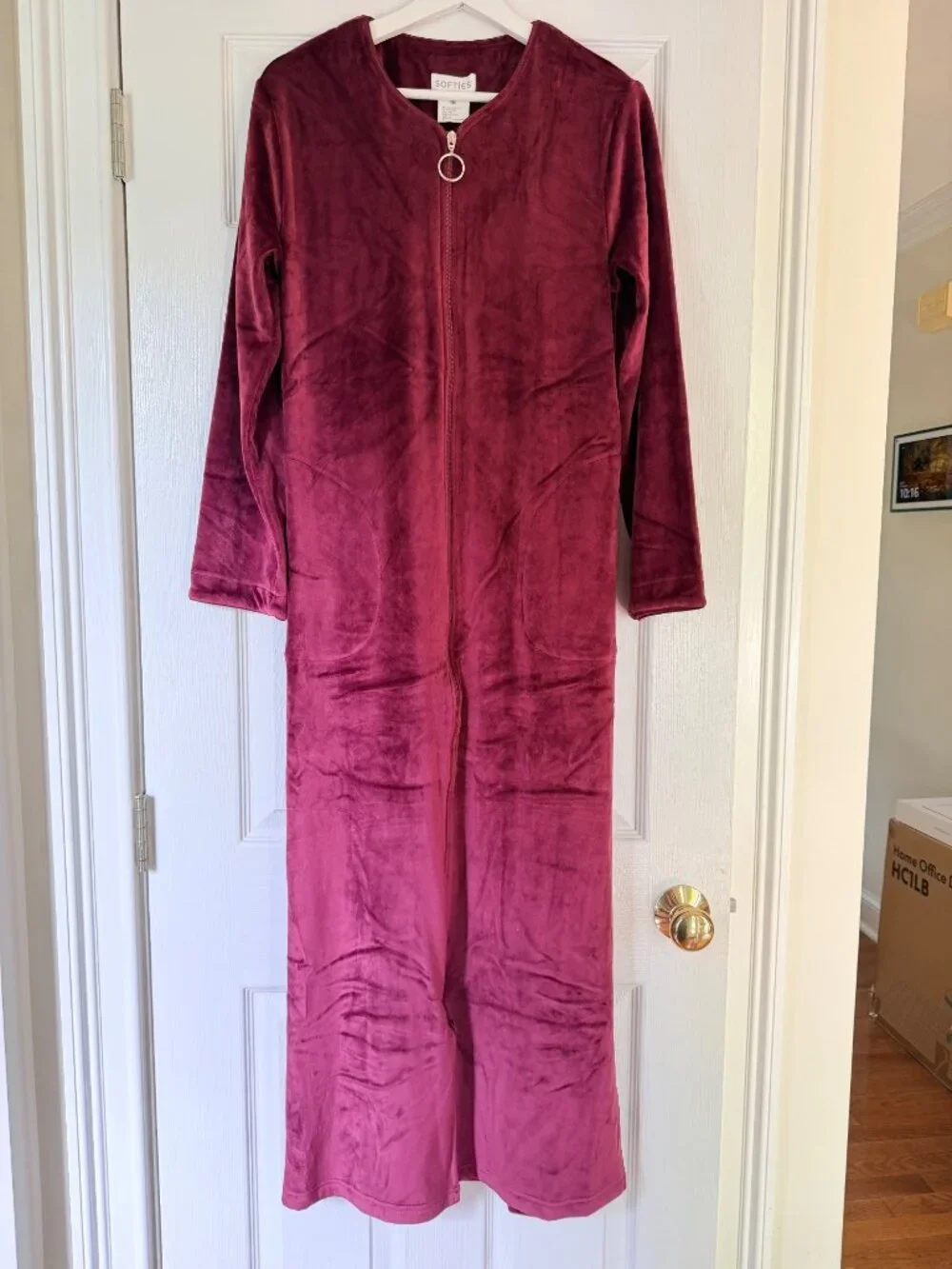 Softies Cherry Cola Serenity Shear Mink Zip Robe Size XS